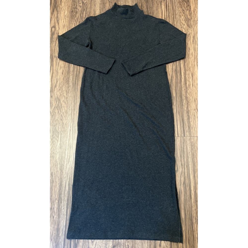 Vince Long Sleeved Turtleneck Front slits Sweater Dress in Gray Color Size M